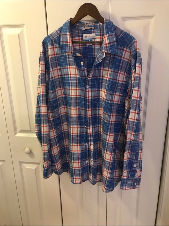 Columbia Other - Columbia Blue White and Red Plaid Button-Down Shirt